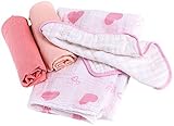 lulujo Muslin Cotton Swaddling Blanket Gift Set - One Size - Love by lulujo [並行輸入品]