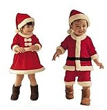 【ドリーム ショップ】サンタ服 帽子付き ベビー服 キッズ クリスマス サンタクロース 衣装 赤ちゃん サンタ服 (140cm適応, 女児)