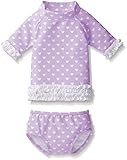 ラッフルバッツ RuffleButts 水着 ラッシュガード ビキニ Lavender Heart Ruffled Rash Guard Bikini 6-12m 紫 ナイロン スパンデックス RGS