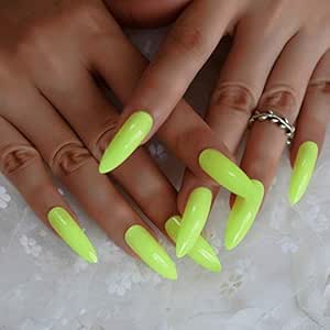 Amazon Dkhf つけ爪 ネオン蛍光グリーン人工爪の超ロングファインチップ人工爪 Dkhf ネイルチップ 通販