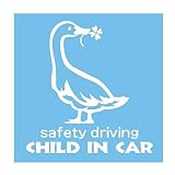 デザイン工房ＳＩＧＮＳ 車ステッカー Child in car 16 綺麗にはがせる 車 ステッカー アヒル 四つ葉 アイスブルー