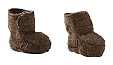 Organic Boiled Wool Baby Slippers / Booties Non slip Chocolate 8-12m+ by Disana