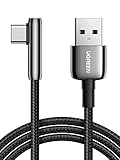 UGREEN L字 USB Cケーブル 3A 2m 亜鉛合金 ナイロン編み USB A to Type C急速充電 断線防止 Galaxy S10 S10e S9 Plus Note 9 8, LG G8 G7 V40 V20 V30, Moto Z Z3, など対応