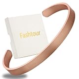 Fashtour 純銅ブレスレット – 男性&女性用銅ブレスレット – 100%ソリッド、生&コーティングなしハンドメイドハンマーチベットカフバングル, One Size, 銅, 宝石なし