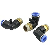 uxcell クイック継手 12mm内径 プラスチック 金属 L字型 Lジョイント 3個入り