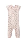 フェザー赤ちゃん女の子服ピマコットン半袖フリル付きワンピースジャンプスーツロンパース 6-9 months ピンク
