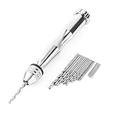 ピンバイス ハンドドリル 小型 ハンド 穴あけドリル ステンレスピンバイス 穴あけツール 26本セット DIY工具 手動ドリル 精密 木工 電源不要 騒音なし シルバー