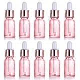 スポイトボトル 10ml 10個 遮光瓶 ガラス スポイト瓶 アロマ保存容器 詰め替え ボトル 小瓶 為に エッセンシャルオイル、香水 (ピンク）
