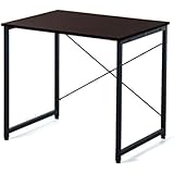 サンワダイレクト シンプルワークデスク 幅80cm×奥行60cm 組立簡単 モニターアーム取付対応 パソコンデスク パソコン台 ダークブラウン 100-DESKF002BR