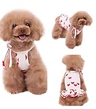犬 服 ハート シャツ スカート PetGround かわいい 犬服 小型犬 春夏 秋冬 ペット服 中型犬 (スカート ホワイト, XS)
