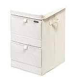 フラップボックス タオル収納 衣類 フラップ 収納 ランドリーボックス フロントオープン 布製 2段 ナチュラル