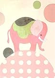 High Quality ella elephant pink stretched canvas wall art by sally bennett, 10 by 14-inch