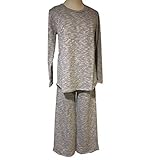 (ティアナ23)Tianna23 マタニティ 授乳 シンプルデザイン セットアップ 長袖トップス&ガウチョパンツ グレー M