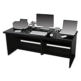 家具工場直販 鏡面仕上げの贅沢な ワイドデスク （幅180/ブラック） 日本製 パソコンデスク PCデスク 作業机 事務机 家具ファクトリー (幅180cm, ブラック【鏡面仕上げ・単色】)