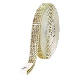ラインストーンテープ 自粘着 キラキラ デコシール 幅9mm 4列 イエロー 長さ90cm DIY用 多列 幅4.5mm〜18mm NANDELMO ND-0180-R04-YE-9mm-4L