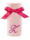 Princess Linens Embroidered Pink Initial Cotton Knit Blanket, Z by Princess Linens