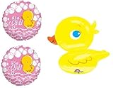 loonballoon Duck Rubber DuckyピンクイエローIt 's A Girlベビーシャワーパーティーマイラーバルーンセット