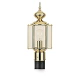 Sea Gull Lighting 8209-02 Outdoor Post Mount with Clear Beveled?lass Shades, Polished Brass Finish b