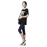 Happy Venture 7分丈 マタニティ パンツ スパッツ レギンス モダール ウエスト ゴム調節可能 薄手 妊婦 産前産後 対応 ストレッチ 弾力バツグン さらさら 4 Colors (ネイビ