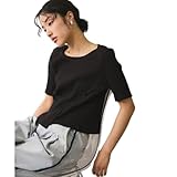 [アダムエロペ] WEB限定 アシンメトリーカッティングTシャツ クロメイン F