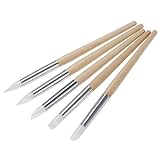 iZaphor（TM）の5pcs /セットシリコーンネイルアート彫刻ペンエンボス設定ツールに点在ポーランドクラフト木製ハンドルネイルブラシマニキュアネイルカービング