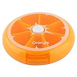 uxcell　収納ケース 家庭用 フルーツスタイル ボタン プラスチック 回転可能 一週間分 ピル箱ケース オレンジ