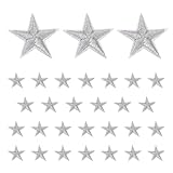 刺繍ワッペン アイロンパッチ 五つ星 シルバー アップリケ 衣類 装飾 DIY 修理 星型 ハンドメイド 30枚セット NYANDELMO ND-0195-R04-SV