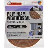 Frost King Poly Foam tape-open cell-maximum圧縮、l343 – 1 " W T、17 ft L 1 / 4 "厚、ホワイト