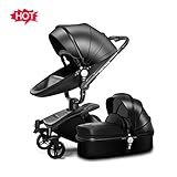 (Newox) ベビーカー 両対面ベビーカー ハイシートベビーカー 座椅子360度回転可能 対面押す可能 エッグデザイン座椅子 上質PU素材 飛行機用アルミニウム合金フレーム 独立揺りかご付き 手ブレ