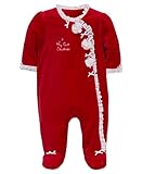 Little Meベビー女の子最初クリスマスベロアFootie カラー: レッド