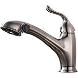 Modern Brushed Nickel Single Handle Commercial Stainless Steel Pull Out Sprayer Kitchen Faucet, Brus