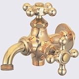 立水栓/水栓柱に取付け ガーデニング二口万能蛇口(研磨)十文字