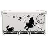 sslink New ニンテンドー 3DS 対応 クリア ハード カバー Alice in wonderland(ブラック) アリス 猫 トランプ キラキラ 蝶 レース