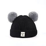 Keepjoy ニット帽 ベビー 子供　ベビー　キッズ　赤ちゃん ベビー ニットキャップ 柔らかい 暖かい かわいい 防風 防寒 保温 (ブラック)