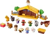 Fisher-Price Little People HMX70 - Juego de Navidad con Estrella Brillante y música, 12 Figuras y 5 Piezas de Juego para niños a Partir de 1 año