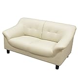 シンプルデザインのレザーソファ 2人掛け / Hustler　ハスラー (01アイボリー)