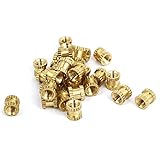 uxcell　ローレットナット　組み込みナッツ　真鍮　ローレットネジインサート　ゴールドトーン　M3x5mmx5mmメスのスレッド　30個