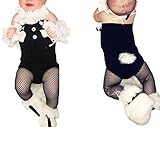 ウサギの形 ロンパース ロングパンツ 赤ちゃん 5点セット 女の子 ノースリーブトップ ボタン付き ブラック ネットパンツ ビブ 手の花 かわいいギフト 結婚式 写真 3〜24ヶ月 (3-6ヶ月, ブ