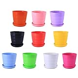 ゴシレ [Gosear] 10パック 500 ml カラフルなラウンド樹脂フラワー植木鉢ソーサートレイランダム混合色