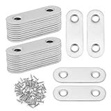 Smgda ジョイント金具 フラット家具用棚受け金具 ステンレス鋼 強プレート 連結金具 固定板 DIYブラケット金具 24個入り（48本ネジ付き）