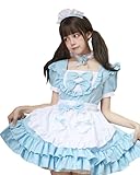 [AOTYP] メイド服 コスプレ コンカフェ メイド 可愛いメイド ショート丈 メイドコスチューム ハロウィン仮装 レディース ハロウィンメイド イベント パーティー 大人 ハロウィン 学園祭 撮影 オタクダンス ブルー M