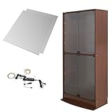 【JAJAN】フィギュアラック サード ワイド LED(白) 付き本体 (扉) + 背面ミラー 2枚 幅83cm 奥行39cm ハイタイプ ブラウン 【正規品】[ 鍵付き コレクション ケース ][棚プレ対象商品]