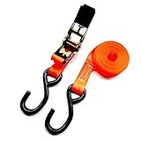 ベストアンサー ラッシングベルト Sフック ラチェット式荷締機 破断荷重1.0ton ベルト幅25mm 固定側0.5m 巻側5m