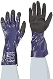 ATG 56-530/L MaxiDry Plus Ultra Lightweight Nitrile Gloves with Gauntlet Cuff, Blue/Black, Large, 1-