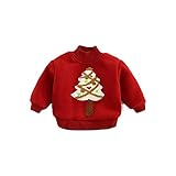 PANCY 子供服 ベビー服 秋冬 かわいい トレーナー 裏起毛 毛玉付き 刺繍 クリスマスツリー サンタ トナカイ 6種(80cm,赤)