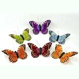 パッケージ12のリアルなLook AssortedカラーFeathered人工蝶の花柄Embellishing、工芸、Desiging (クリップ) B66