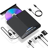 YAYAMIYA CD/DVDドライブ 外付け USB3.0&Type-cポート両用 内蔵ケーブル 【2024業界新開発】 読み込み 書き込み 録画込み対応 DVDレコ DVD-Rプレイヤー 薄型 静音 超高速 エラー校正 ポータブル Windows 11/10/8/7・Mac Pro/Air・MacBook・Linuxなどに対応 USBポート*2 TF/SDカードスロット タイプCケーブル付き