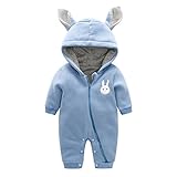 ロンパース フード付き ウサギ カバーオール 赤ちゃん着ぐるみ 73cm アウターウェア 防寒着 出産祝い 衣装 Meedot
