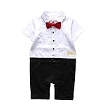 ベビー キッズ 半袖 カバーオール 男の子 ロンパース ボウタイ (90)