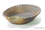 窯肌小判水盤　 （信楽焼・陶器・花器・水盤・H）*　※幸せを呼ぶ幸運の黄色「風の水琴工房オリジナルキーホルダー」付きセット商品